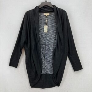 Max Studio Weekend Open Front‎ cardigan Sweater Women's XL Dark Gray Stretch NWT